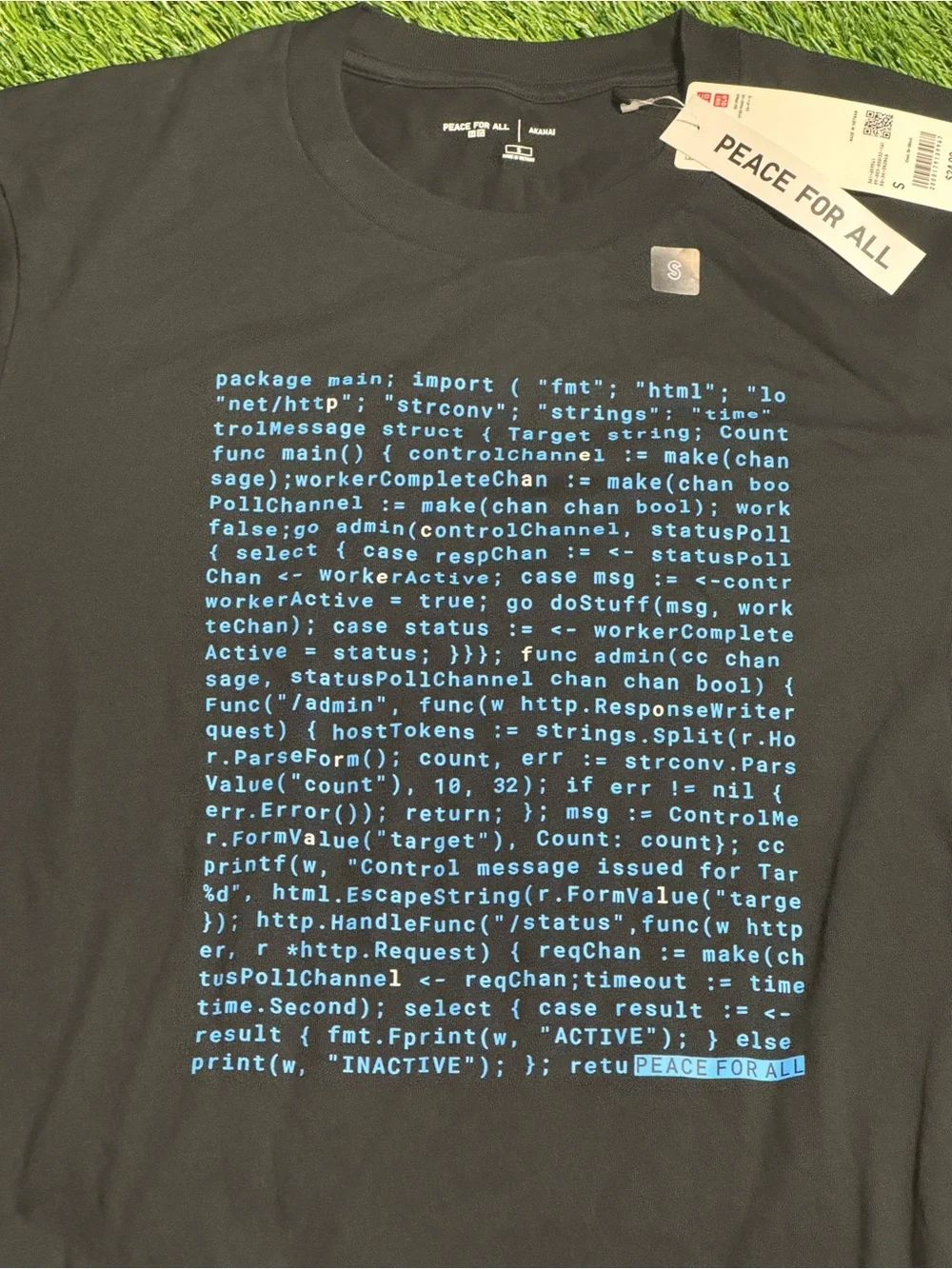 UNIQLO UT PEACE FOR ALL Akamai Black Graphic Short Sleeve T-shirt TEE SMALL - Picture 4 of 6
